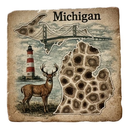 Michigan Petoskey Stone Marble Coaster