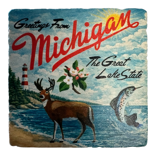 Greetings from Michigan Marble Coaster
