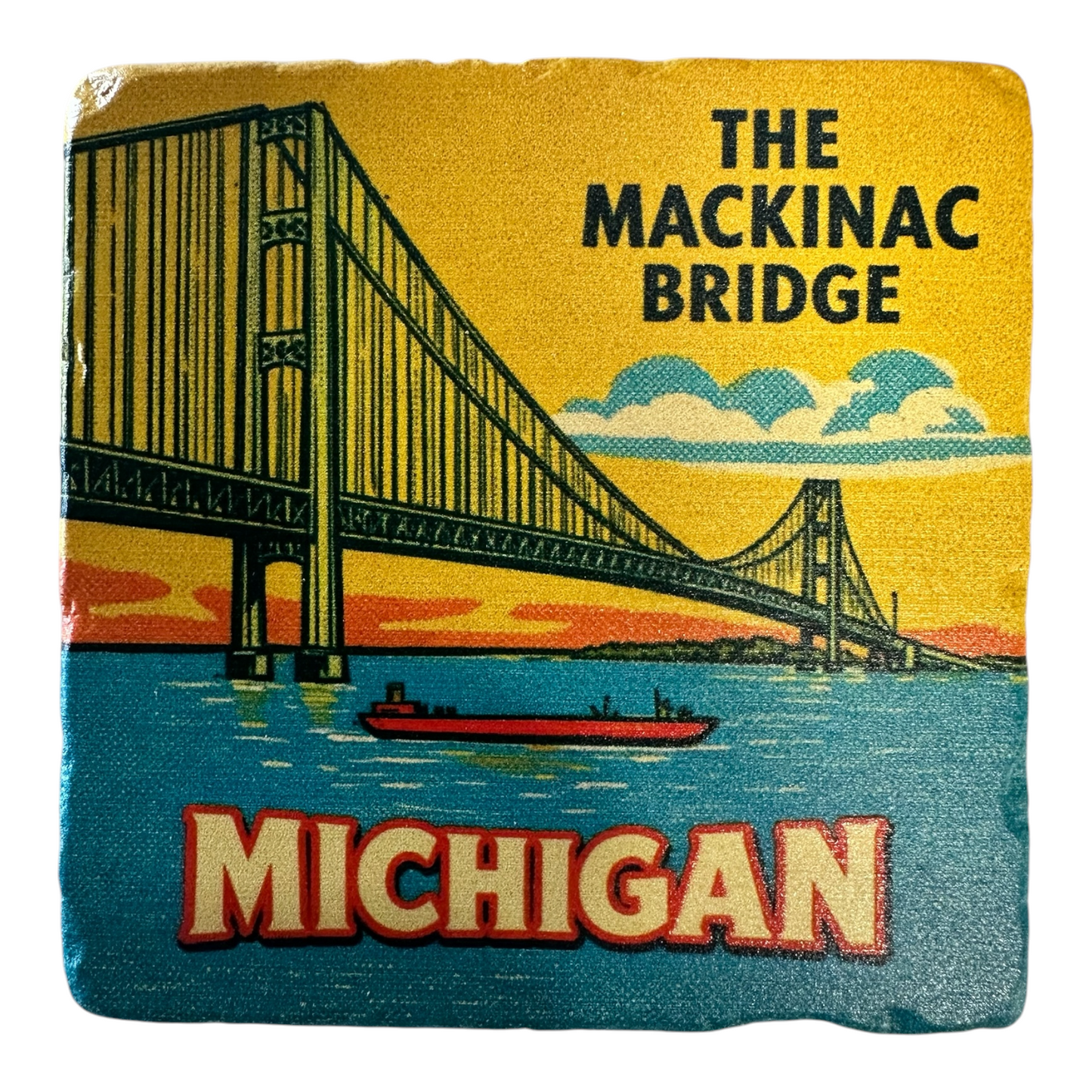 Mackinac Bridge Marble Coaster